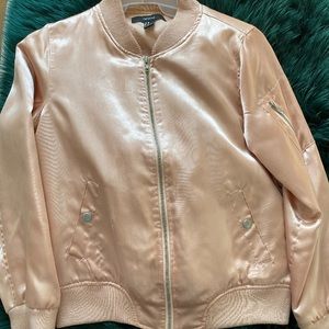 Rose gold bomber jacket